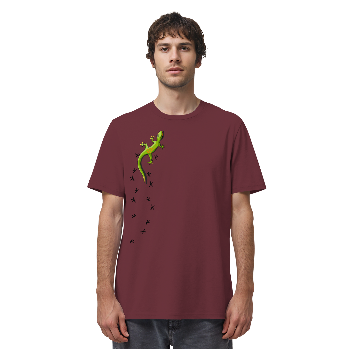 Kletternder Gecko mit Spuren - Organic Shirt