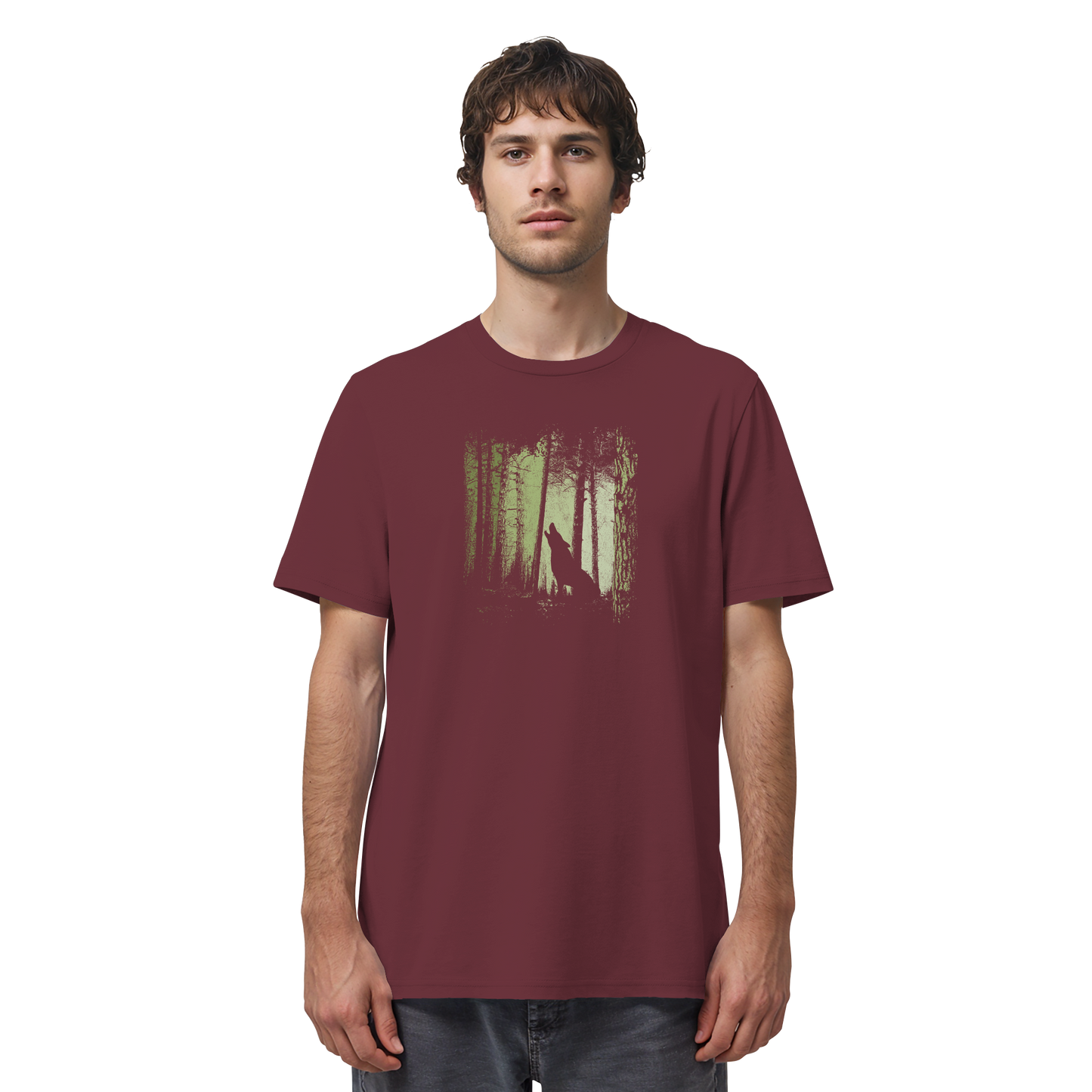 Einsamer Wolf im Zwielicht Wald  - Organic Shirt