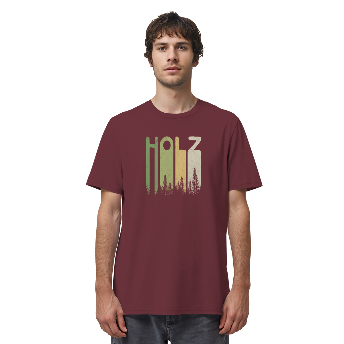 Holz Retro Wald Schriftzug - Organic Shirt