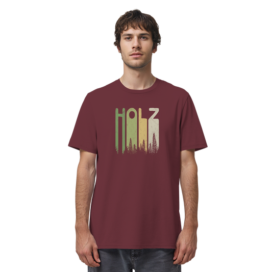 Holz Retro Wald Schriftzug - Organic Shirt