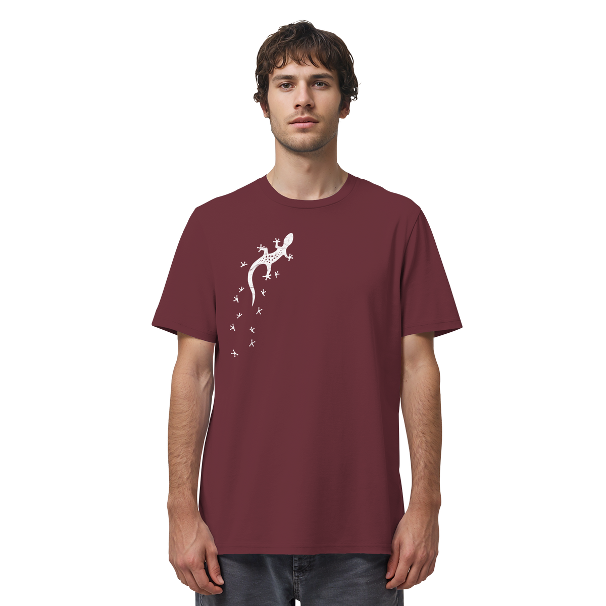 Gecko Eidechse Silhouette hell - Organic Shirt