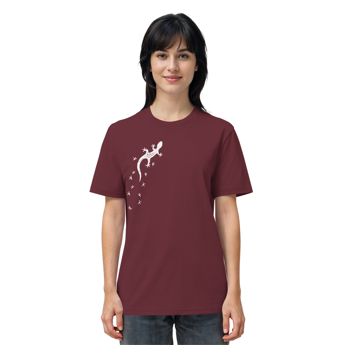 Gecko Eidechse Silhouette hell - Organic Shirt