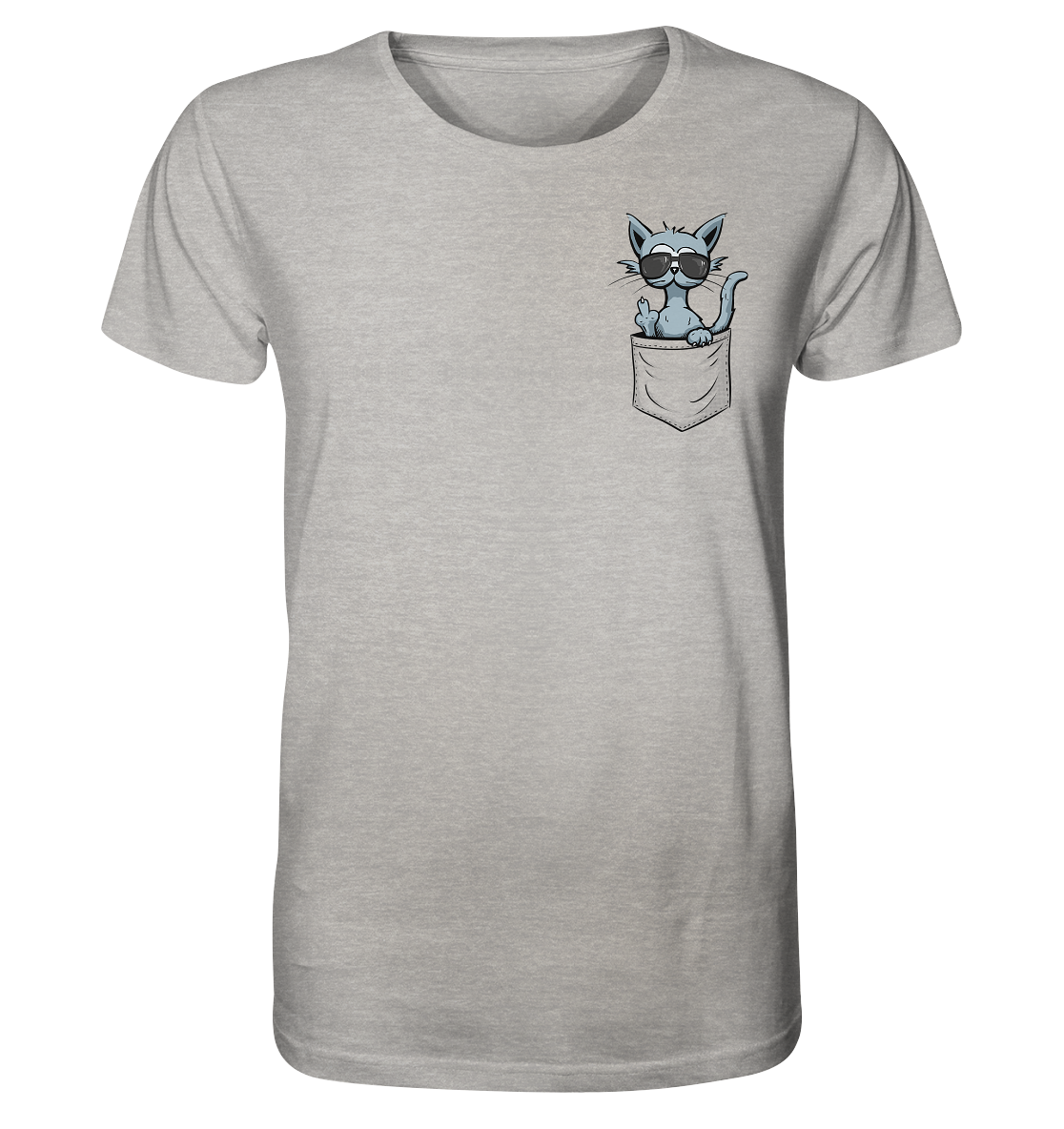 "Fuck Off" Mittelfinger Katze in der Tasche - Organic Shirt