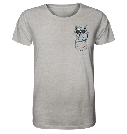 "Fuck Off" Mittelfinger Katze in der Tasche - Organic Shirt