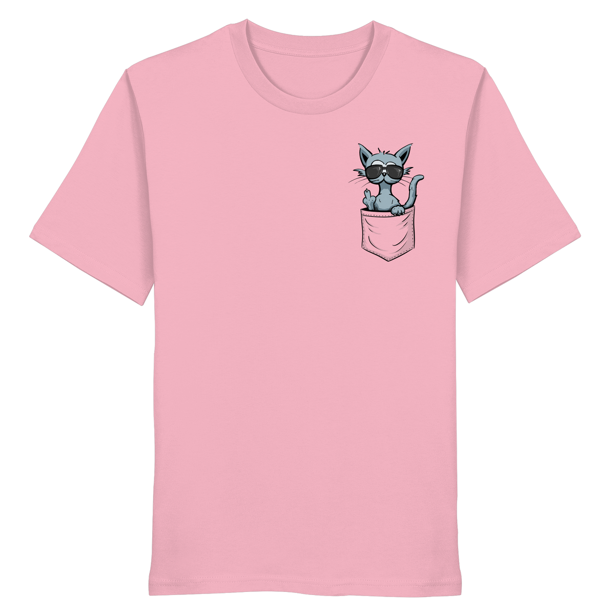 "Fuck Off" Mittelfinger Katze in der Tasche - Organic Shirt