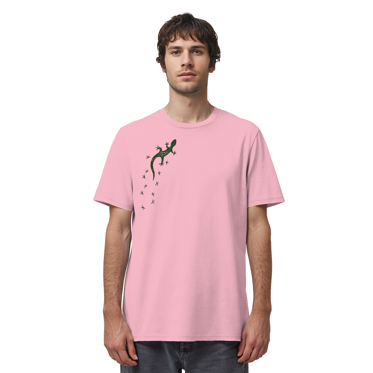 Gecko Eidechse Silhouette dunkel - Organic Shirt