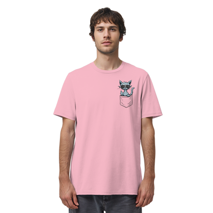 "Fuck Off" Mittelfinger Katze in der Tasche - Organic Shirt