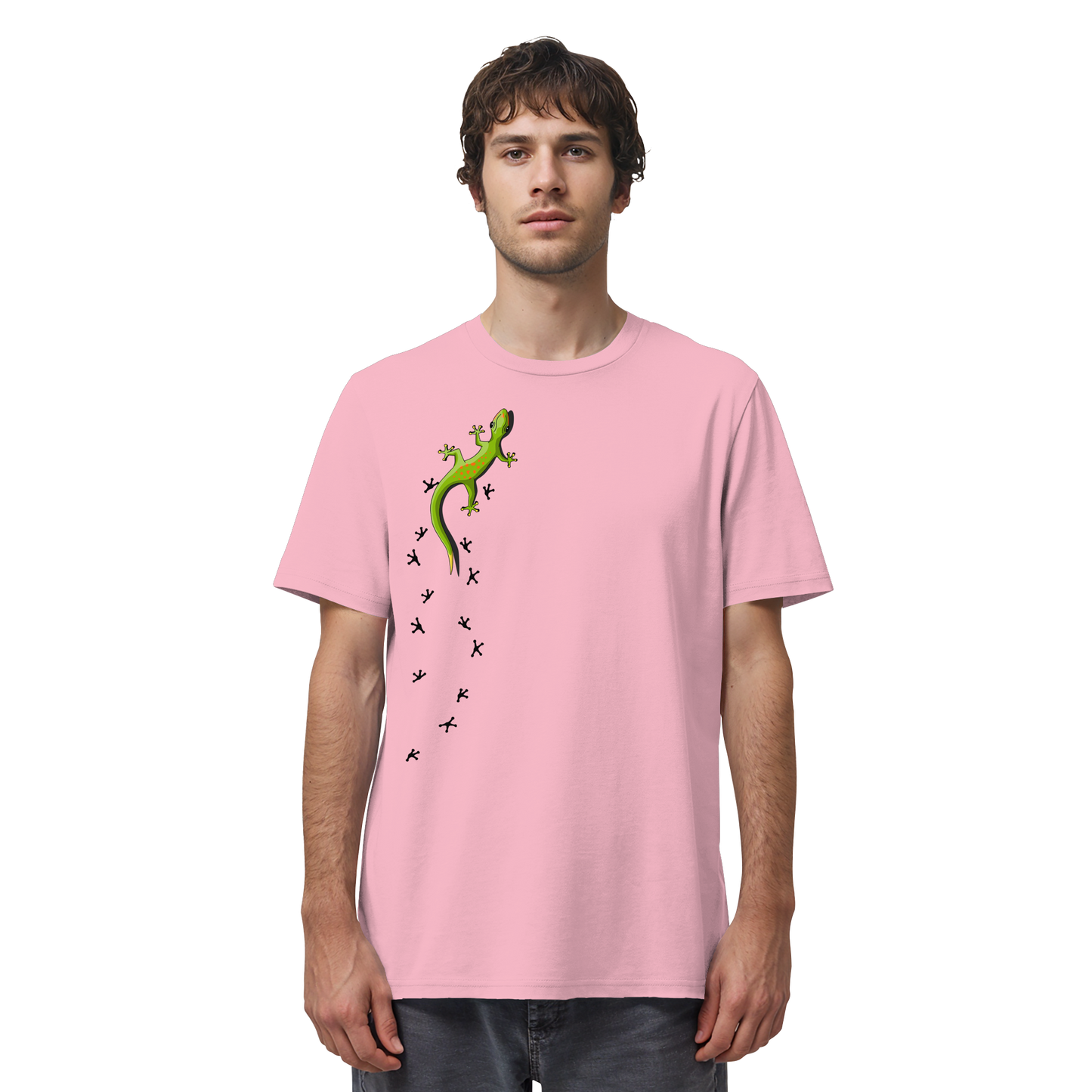 Kletternder Gecko mit Spuren - Organic Shirt
