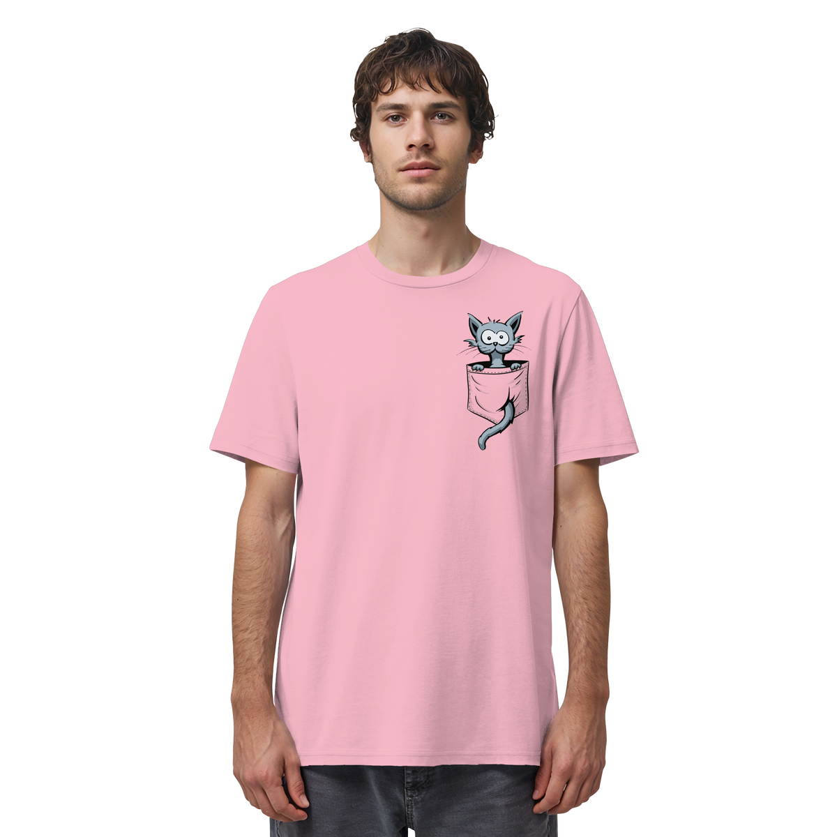 Verrückte Katze in Deiner Brust-Tasche - Organic Shirt