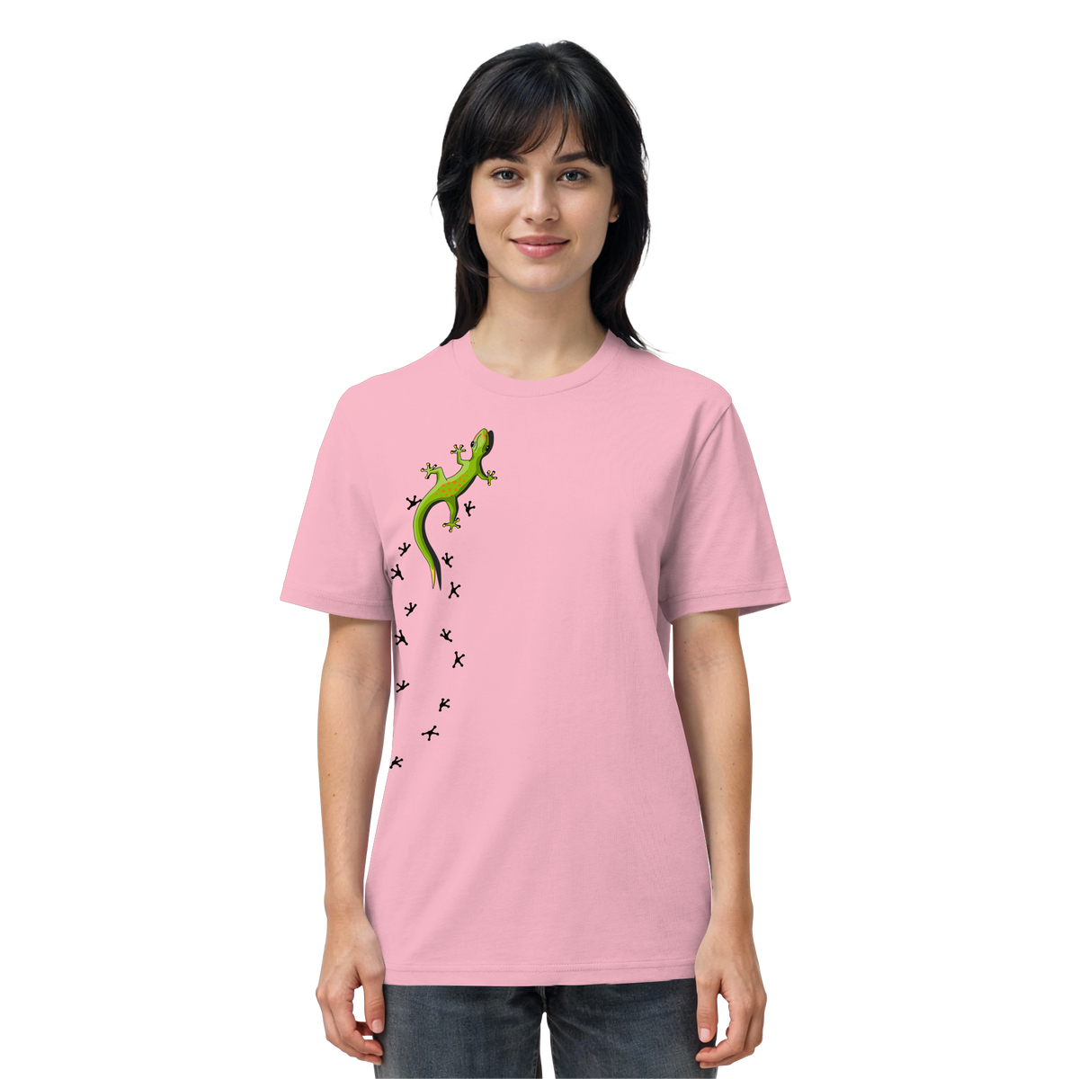 Kletternder Gecko mit Spuren - Organic Shirt