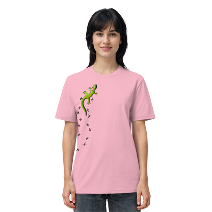 Kletternder Gecko mit Spuren - Organic Shirt