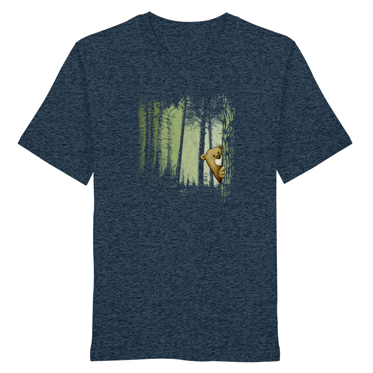 Comic Bär versteckt im Zwielicht Wald - Organic Shirt