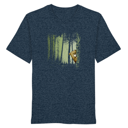 Comic Bär versteckt im Zwielicht Wald - Organic Shirt