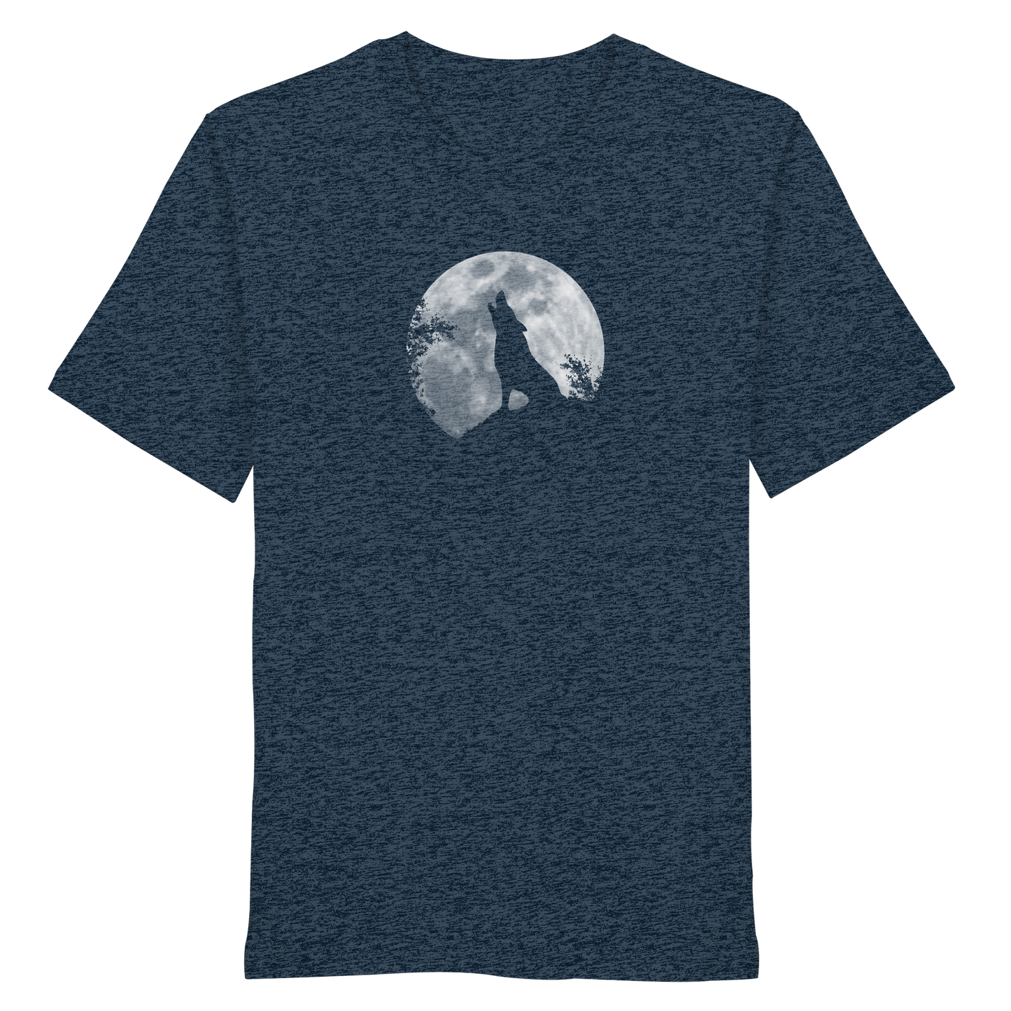 Heulender Wolf Silhouette vor Vollmond - Organic Shirt