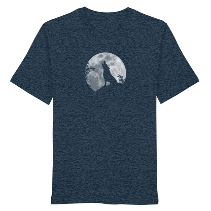 Heulender Wolf Silhouette vor Vollmond - Organic Shirt