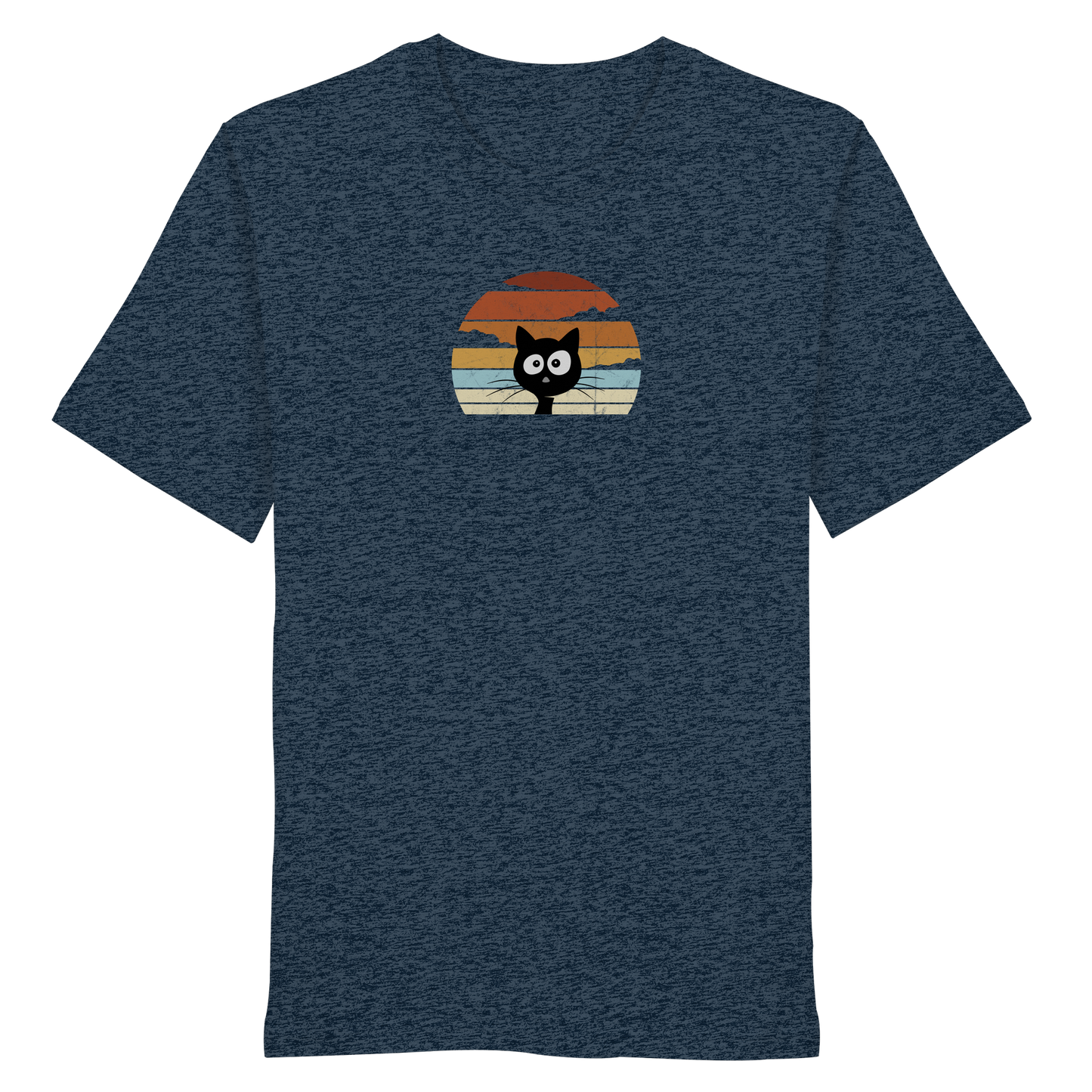 Retro schwarze Katze vor Sonnenuntergang - Organic Shirt