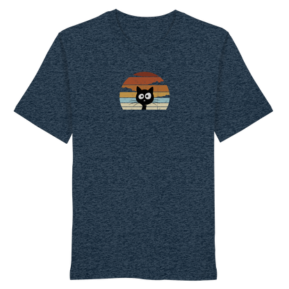 Retro schwarze Katze vor Sonnenuntergang - Organic Shirt