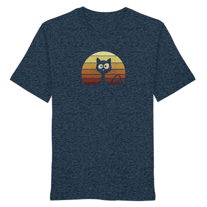 Katze vor Retro Sonnenuntergang - Organic Shirt