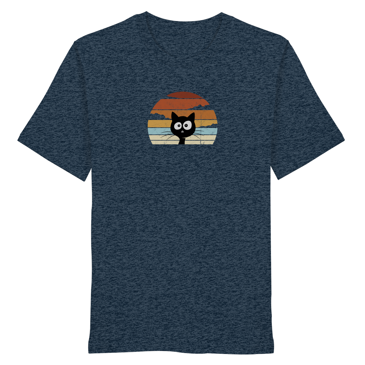 Retro schwarze Katze vor Sonnenuntergang - Organic Shirt