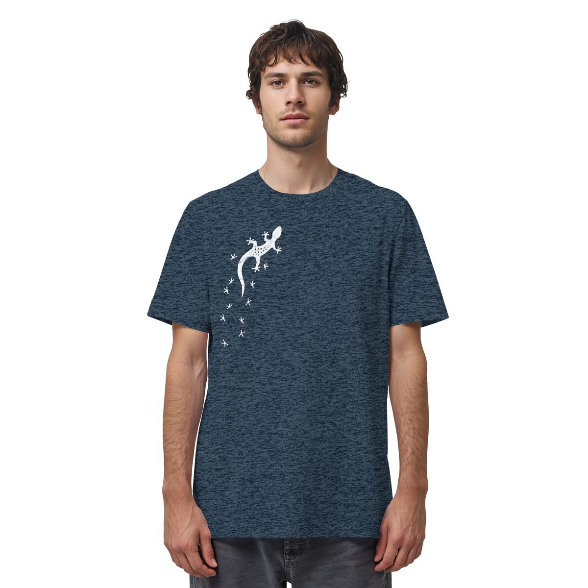 Gecko Eidechse Silhouette hell - Organic Shirt