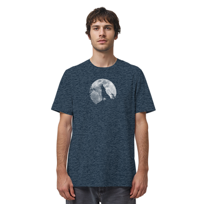 Heulender Wolf Silhouette vor Vollmond - Organic Shirt