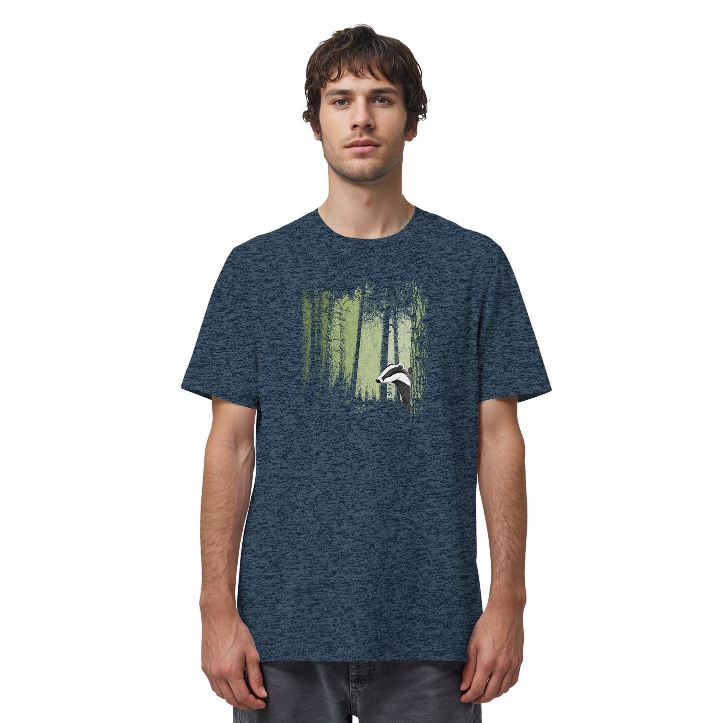 frecher Dachs im Zwielicht Wald - Organic Shirt