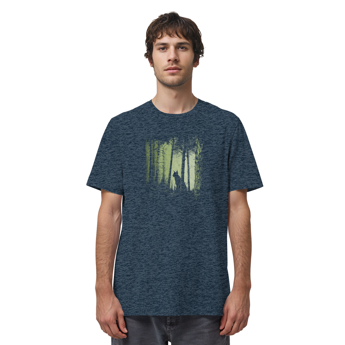 Luchs Wildkatze im Zwielicht Wald - Organic Shirt