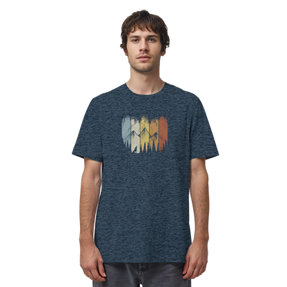 Retro Wald, Berge und Wolf  - Organic Shirt