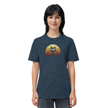Katze vor Retro Sonnenuntergang - Organic Shirt