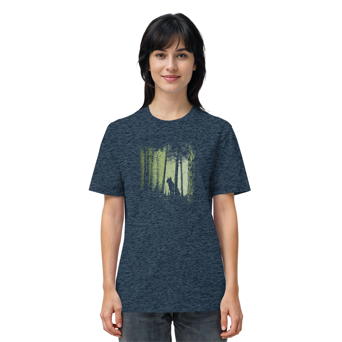 Luchs Wildkatze im Zwielicht Wald - Organic Shirt