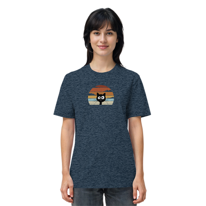 Retro schwarze Katze vor Sonnenuntergang - Organic Shirt