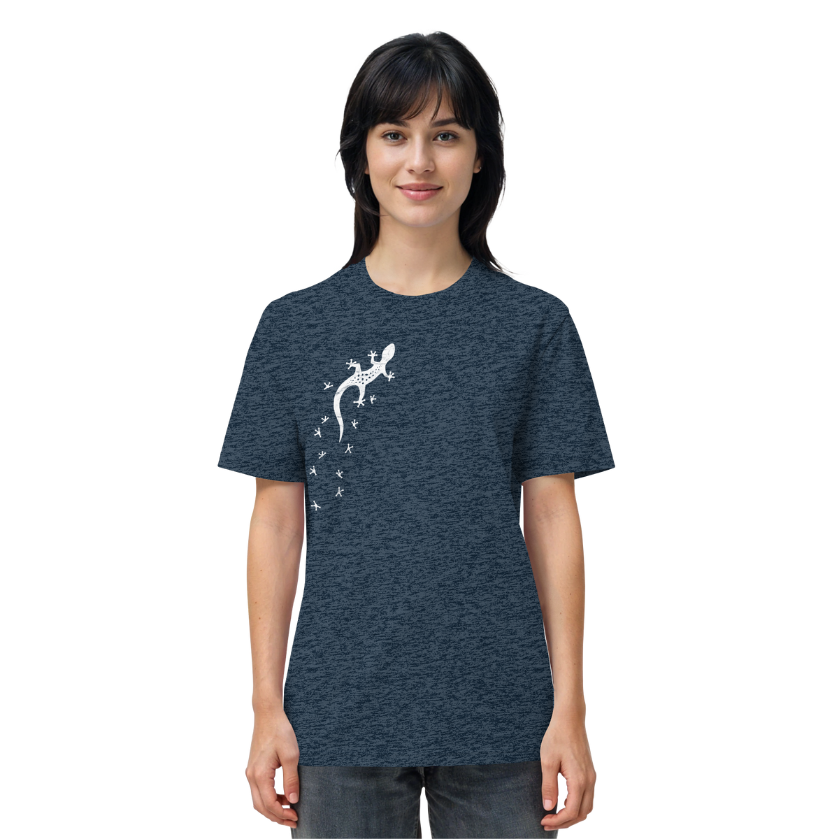 Gecko Eidechse Silhouette hell - Organic Shirt