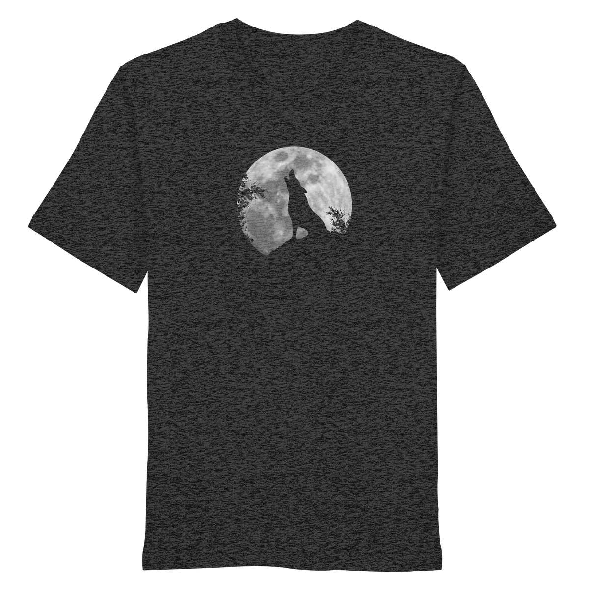 Heulender Wolf Silhouette vor Vollmond - Organic Shirt