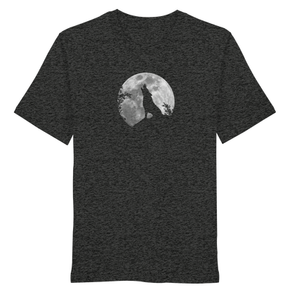 Heulender Wolf Silhouette vor Vollmond - Organic Shirt
