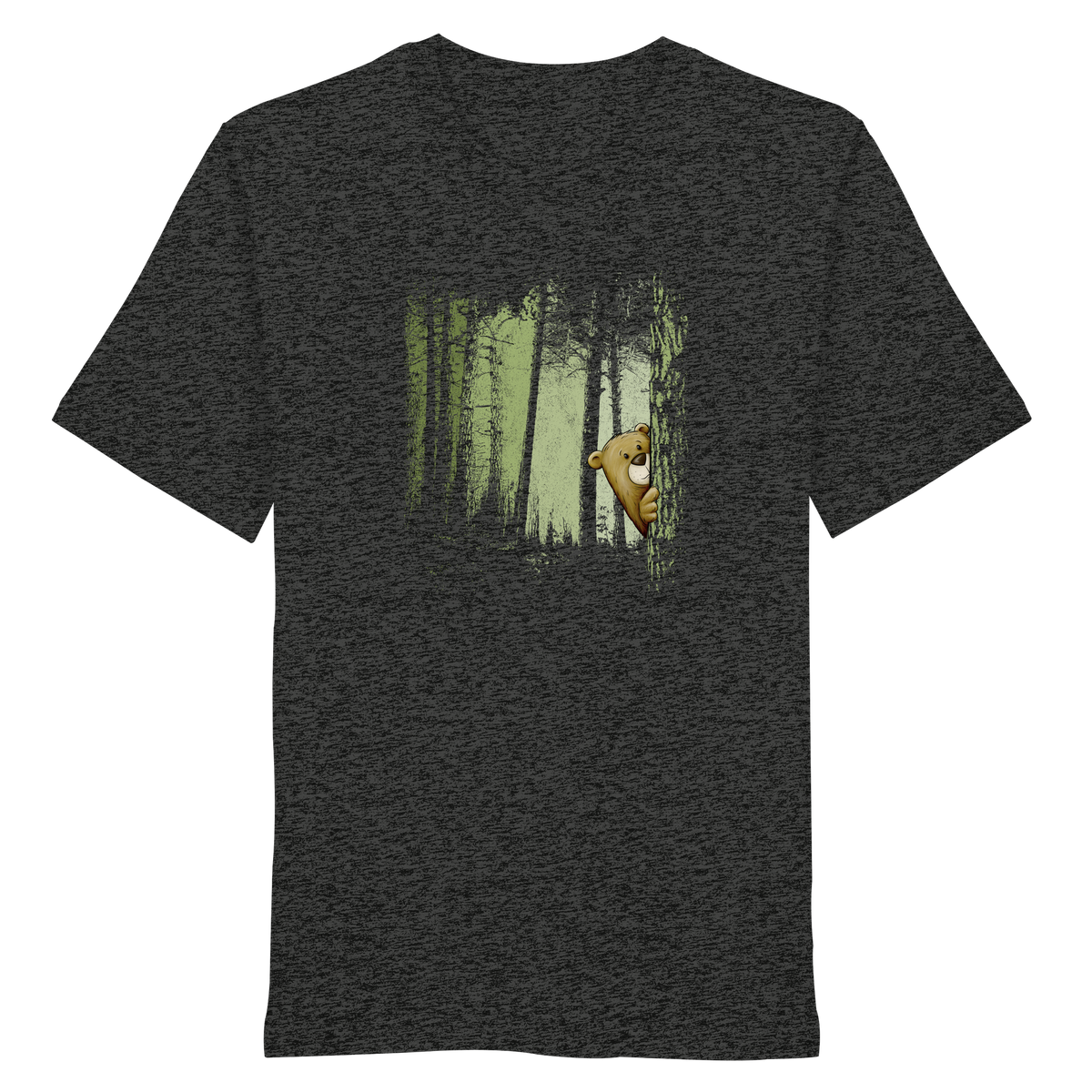 Comic Bär versteckt im Zwielicht Wald - Organic Shirt