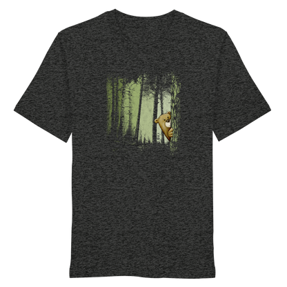 Comic Bär versteckt im Zwielicht Wald - Organic Shirt