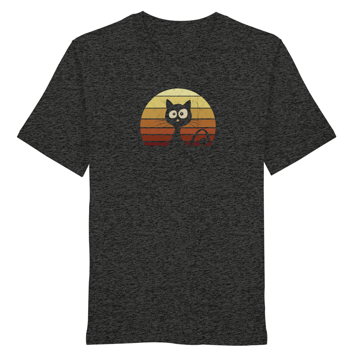 Katze vor Retro Sonnenuntergang - Organic Shirt