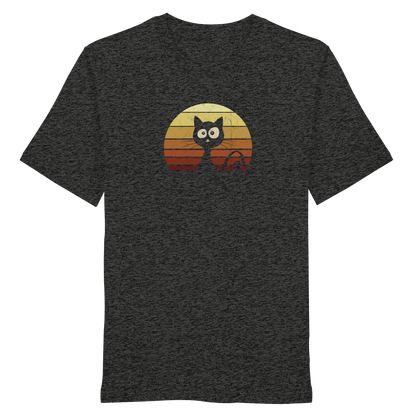 Katze vor Retro Sonnenuntergang - Organic Shirt