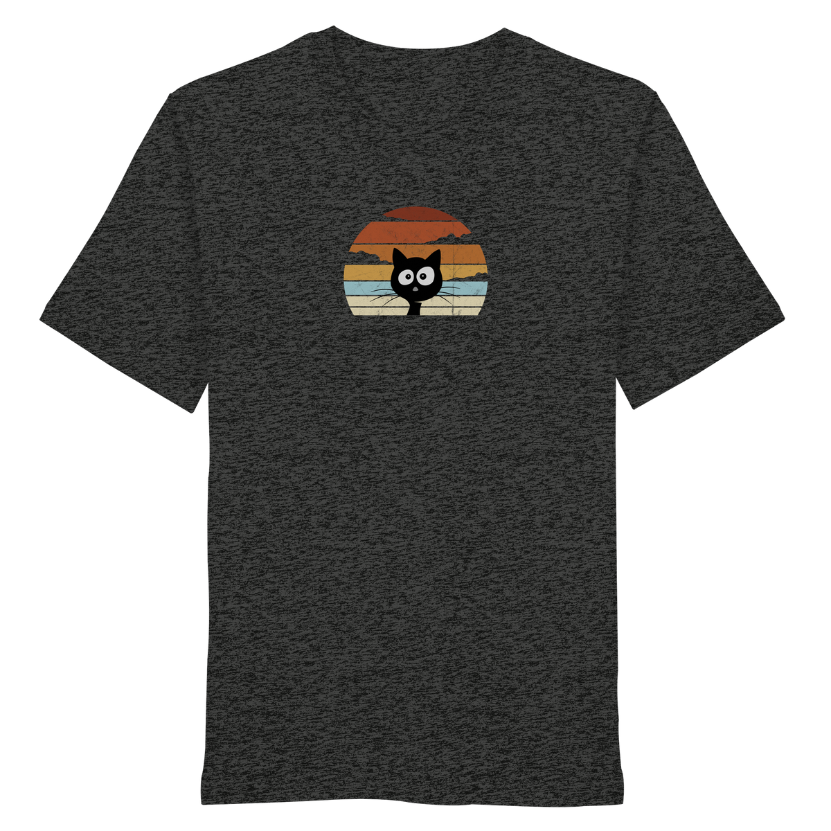 Retro schwarze Katze vor Sonnenuntergang - Organic Shirt