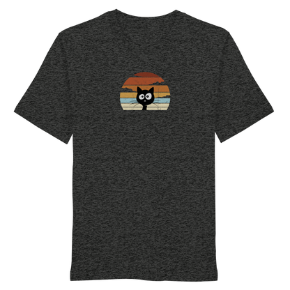 Retro schwarze Katze vor Sonnenuntergang - Organic Shirt