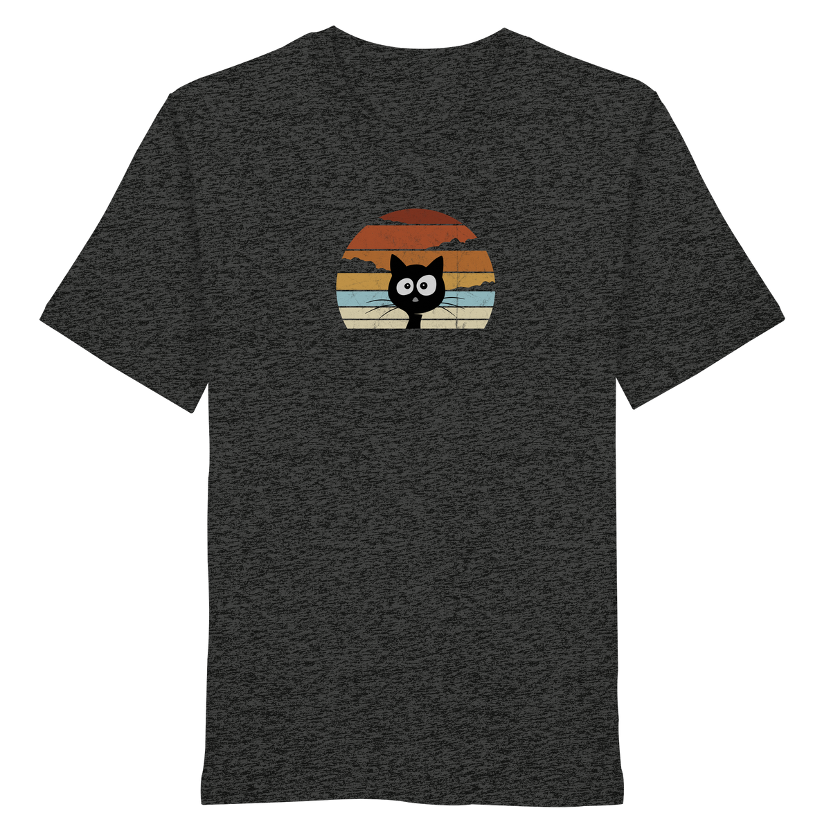 Retro schwarze Katze vor Sonnenuntergang - Organic Shirt