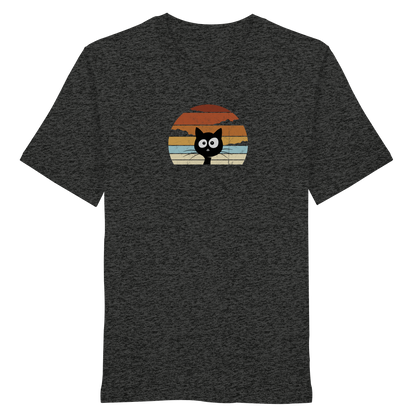 Retro schwarze Katze vor Sonnenuntergang - Organic Shirt