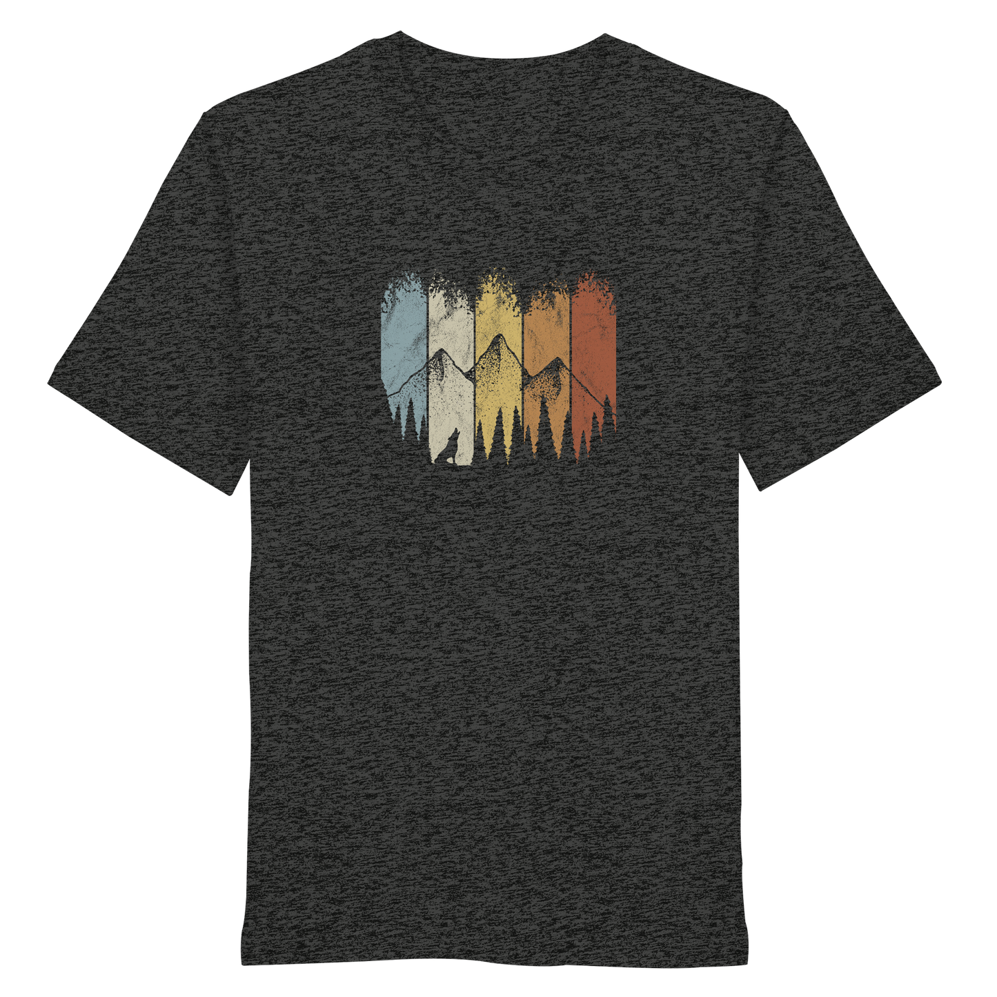 Retro Wald, Berge und Wolf  - Organic Shirt