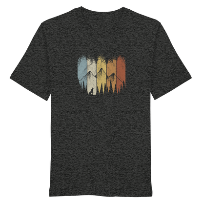 Retro Wald, Berge und Wolf  - Organic Shirt