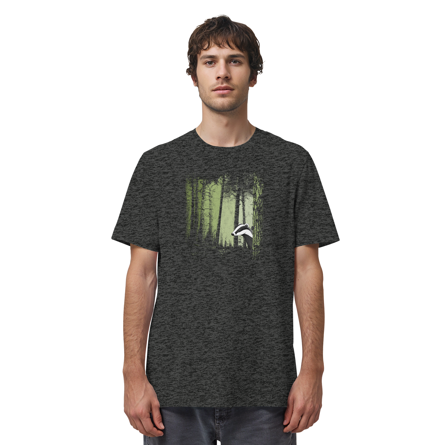 frecher Dachs im Zwielicht Wald - Organic Shirt