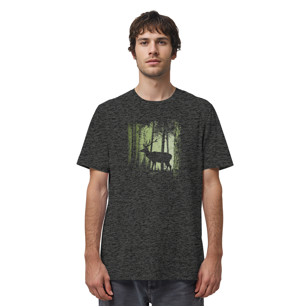 Hirsch im Zwielicht Wald - Organic Shirt
