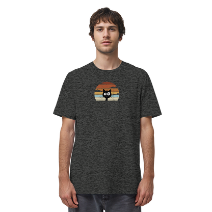 Retro schwarze Katze vor Sonnenuntergang - Organic Shirt