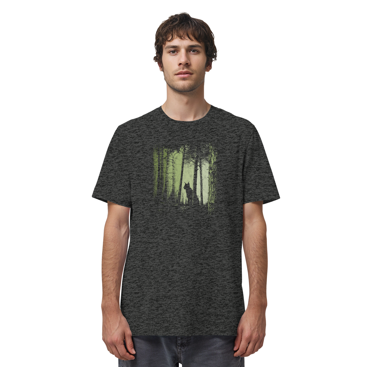 Luchs Wildkatze im Zwielicht Wald - Organic Shirt