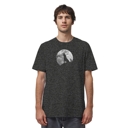 Heulender Wolf Silhouette vor Vollmond - Organic Shirt