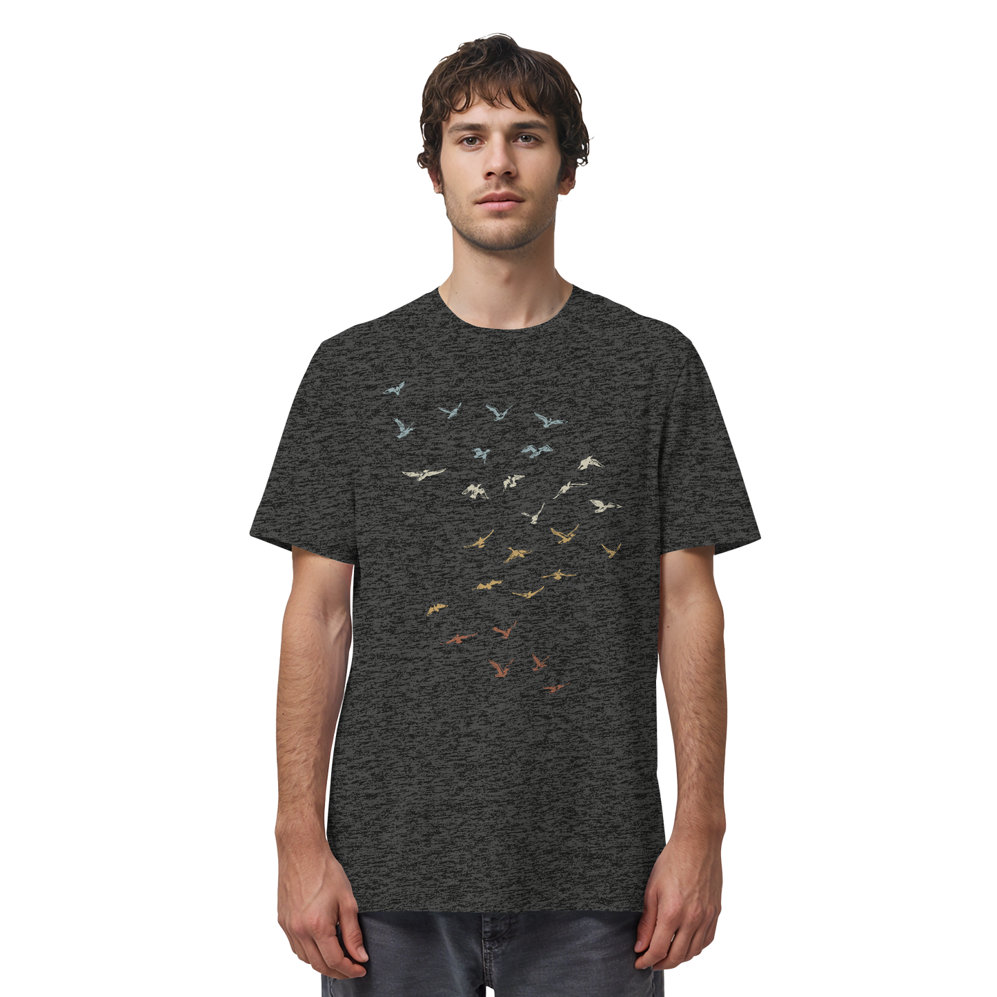 Retro Vogel Schwarm - Organic Shirt